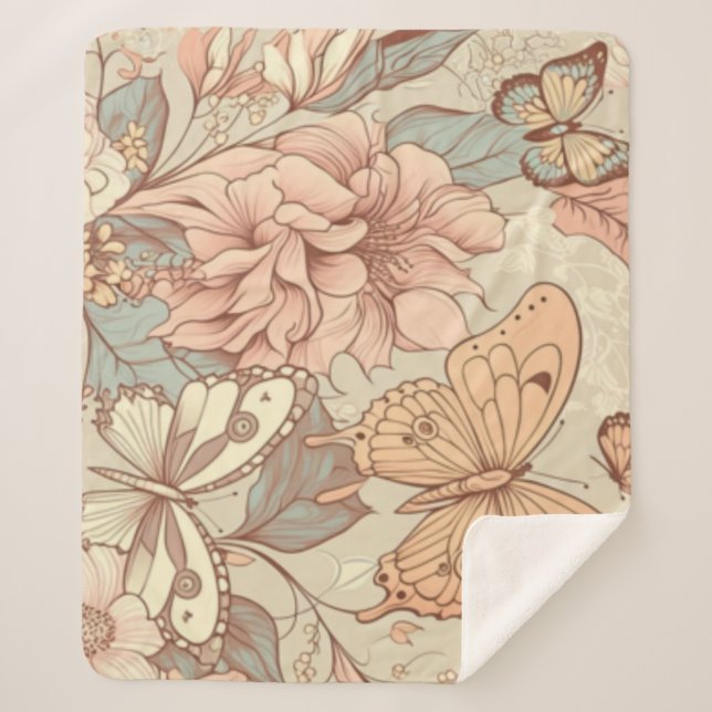 Schmetterlinge und Blume Sherpadecke (Vorderseite)