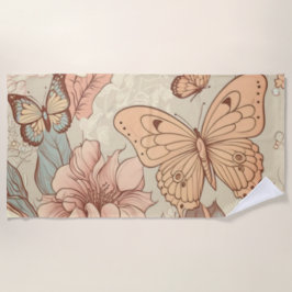 Schmetterlinge und Blume Strandtuch