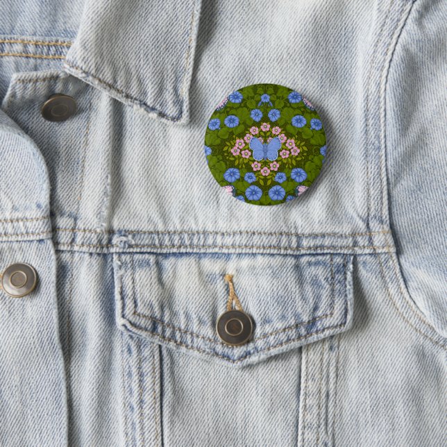 Schmetterlinge und Blume Symmetrie, blau und rosa Button (Beispiel)