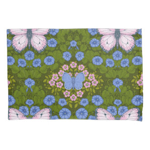 Schmetterlinge und Blume Symmetrie, blau und rosa Kissenbezug