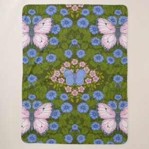 Schmetterlinge und Blume Symmetrie, blau und rosa Sherpadecke