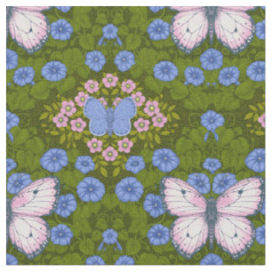 Schmetterlinge und Blume Symmetrie, blau und rosa Stoff