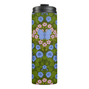 Schmetterlinge und Blume Symmetrie, blau und rosa Thermosbecher