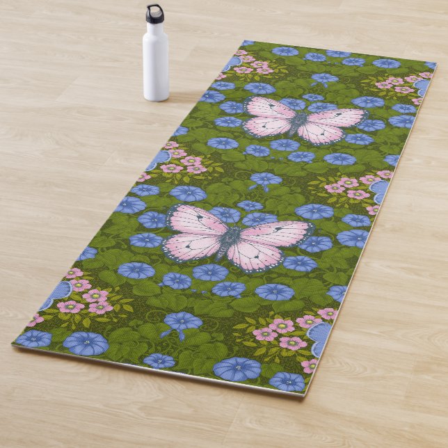 Schmetterlinge und Blume Symmetrie, blau und rosa Yogamatte (Beispiel)