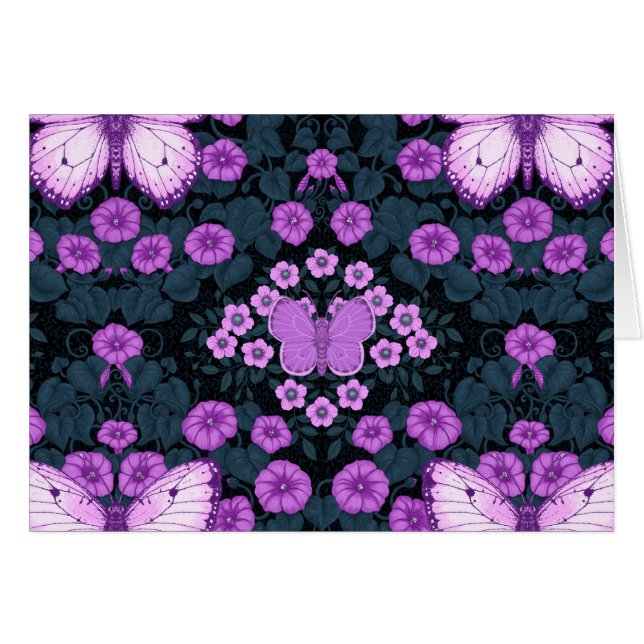 Schmetterlinge und Blume Symmetrie, Violett und Bl (Vorderseite (Horizontal))