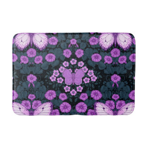 Schmetterlinge und Blume Symmetrie, Violett und Bl Badematte