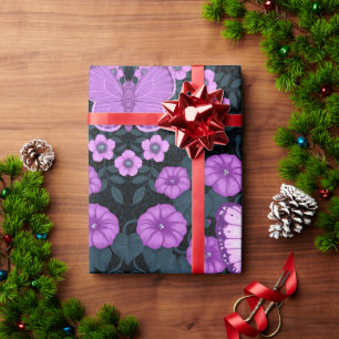 Schmetterlinge und Blume Symmetrie, Violett und Bl Geschenkpapier