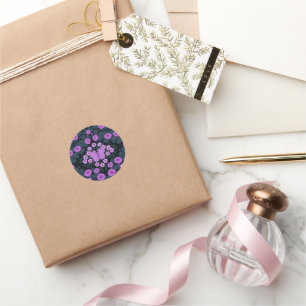 Schmetterlinge und Blume Symmetrie, Violett und Bl Runder Aufkleber