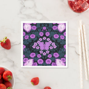 Schmetterlinge und Blume Symmetrie, Violett und Bl Serviette