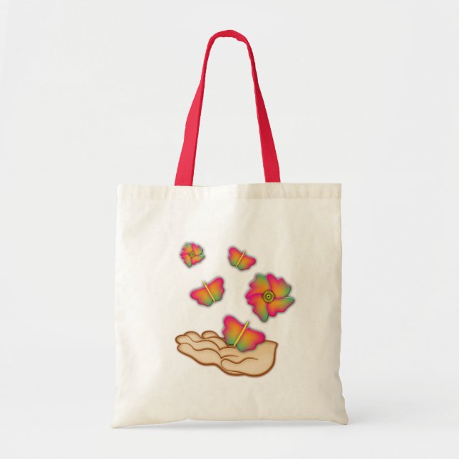 Schmetterlinge und Blume Tragetasche (Vorne)