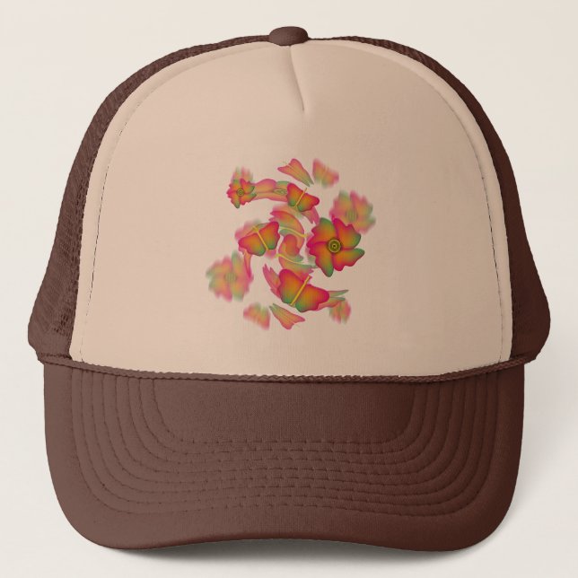 Schmetterlinge und Blume Truckerkappe (Vorderseite)