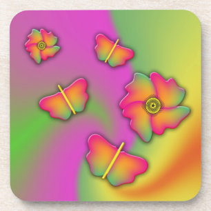 Schmetterlinge und Blume Untersetzer