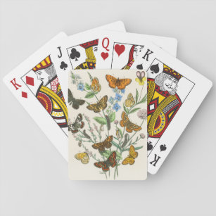 Schmetterlinge und Blume Vintage Illustration 1 Spielkarten