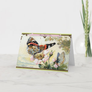 Schmetterlinge und Blume Vintager Muttertag Karte