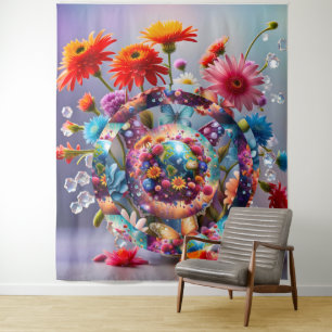 Schmetterlinge und Blume Wandteppich