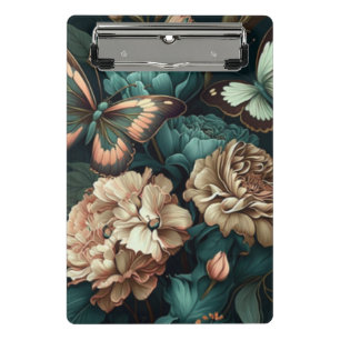 Schmetterlinge und Blumen dunkles klassisches Desi Mini Klemmbrett