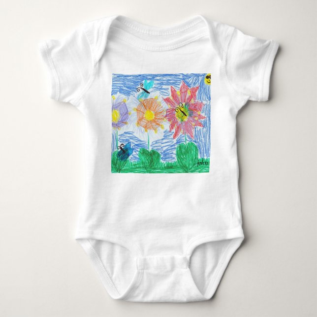 Schmetterlinge und Blumen durch John Baby Strampler (Vorderseite)