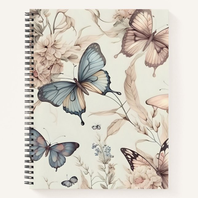 Schmetterlinge und Blumen Notizbuch (Vorderseite)