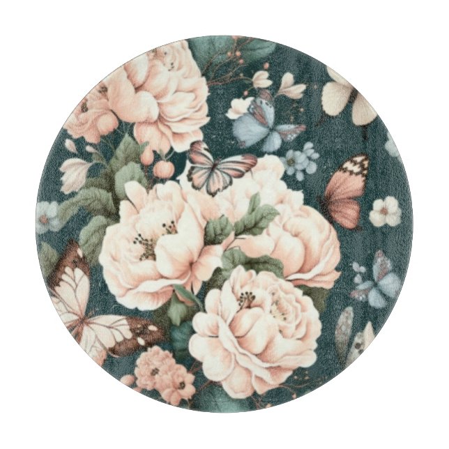 Schmetterlinge und Blumen Schneidebrett (Vorderseite)