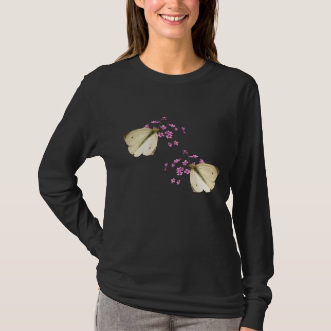 Schmetterlinge und Blumen T-Shirt (Vorderseite)