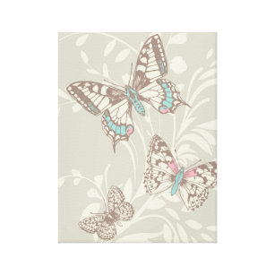 Schmetterlinge und Blumenblätter Leinwanddruck