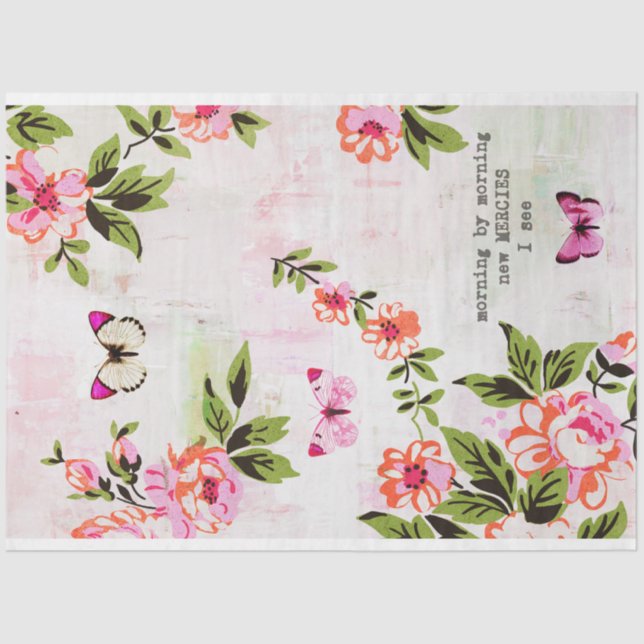 Schmetterlinge und Blumengrundierung Seidenpapier (Vorderseite)