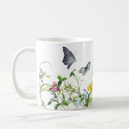 Schmetterlinge und Blüten der Blume Kaffeetasse