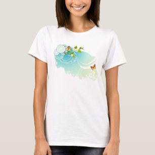 Schmetterlinge und Blüten der Blume T-Shirt