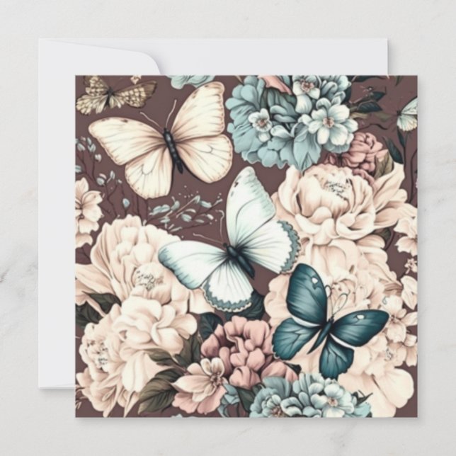 Schmetterlinge und braune Blume (Vorderseite)