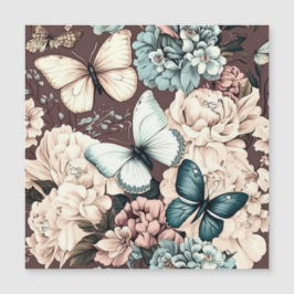 Schmetterlinge und braune Blume Magnetkarte