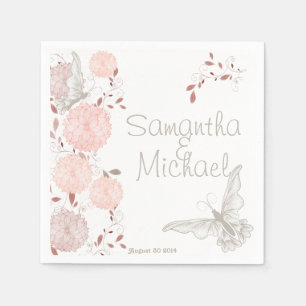Schmetterlinge und Coral Chrysanthemen Serviette