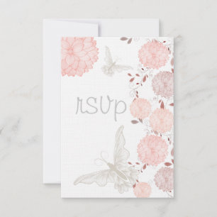 Schmetterlinge und Coral Chrysanthemums UAWG RSVP Karte