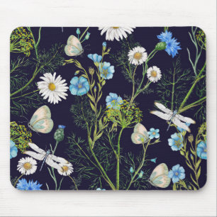 Schmetterlinge und Drachen fliegen mit Blume Mousepad