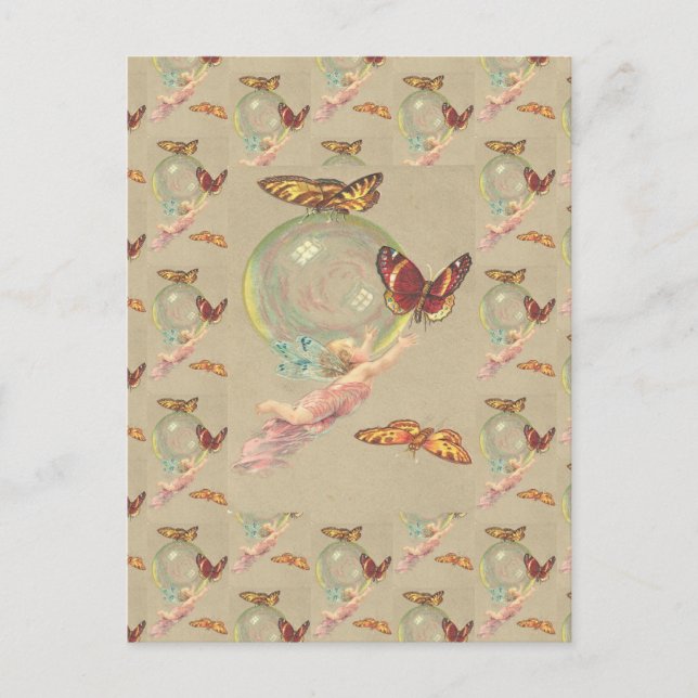 Schmetterlinge und ein Engel Postkarte (Vorderseite)
