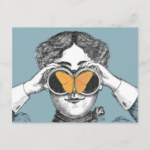 Schmetterlinge und Ferngläser Postkarte