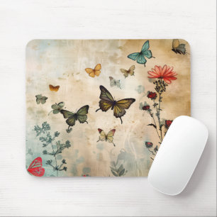Schmetterlinge und Frühlingsblumen Mousepad