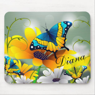 Schmetterlinge und Gänseblümchen-Mauspad Mousepad