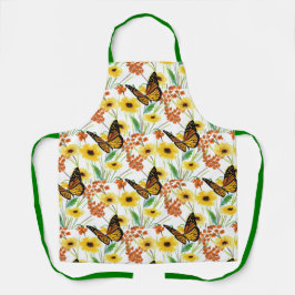 Schmetterlinge und gelbe Blumen Print-over Schürze