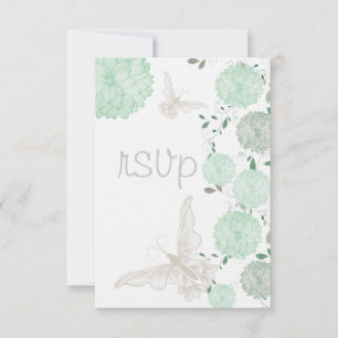 Schmetterlinge und grüne Chrysanthemas-UAWG RSVP Karte