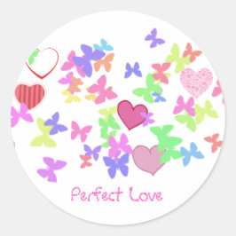 Schmetterlinge und Herzen Runder Aufkleber