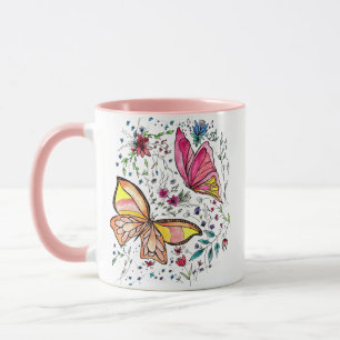 Schmetterlinge und individueller Name Tasse
