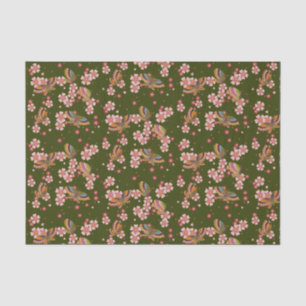 Schmetterlinge und Kirschblüten Tee Grün Seidenpapier