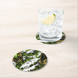 Schmetterlinge und Königin Anne's Lace Runder Pappuntersetzer