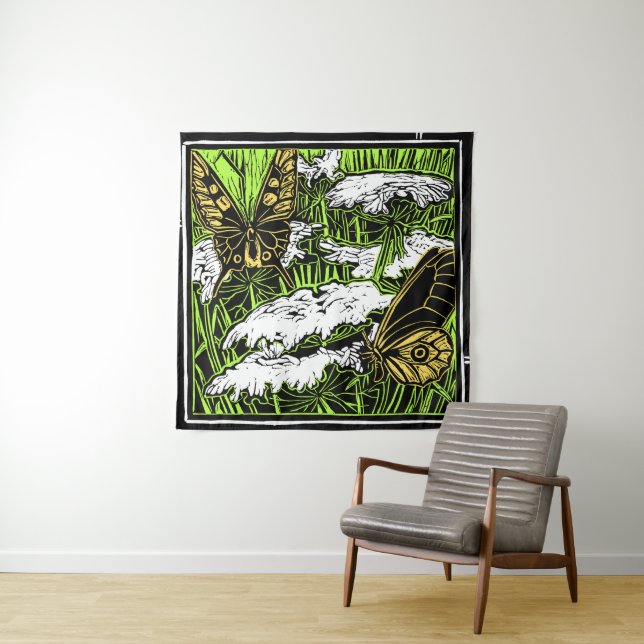 Schmetterlinge und Königin Anne's Lace Wandteppich (Beispiel)