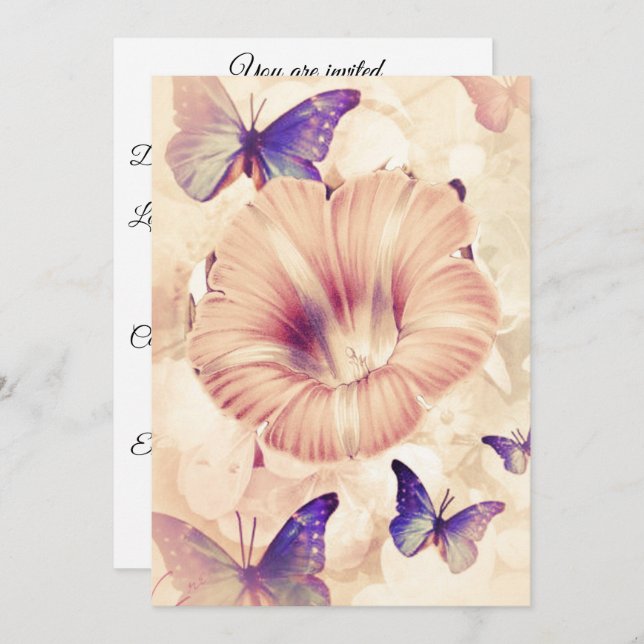 Schmetterlinge und Lilly Einladung (Vorne/Hinten)