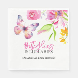 Schmetterlinge und Lullabies Baby Shower Watercolo Serviette