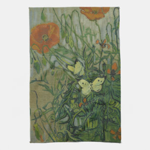 Schmetterlinge und Mohn von Vincent van Gogh Geschirrtuch