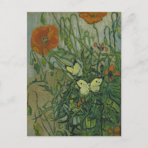 Schmetterlinge und Mohn von Vincent van Gogh Postkarte