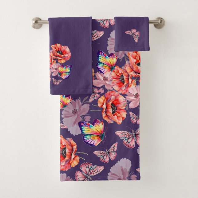 Schmetterlinge und Mohnblumen Badhandtuch Set (Insitu)