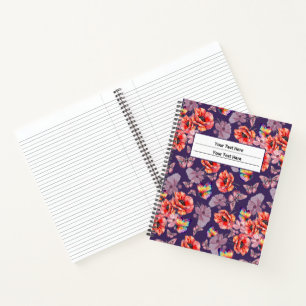 Schmetterlinge und Mohnblumen Notizbuch